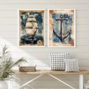 Ver imagem 2 de Kit 2 Quadros Arte Nautica - Barco e Âncora 24x18cm:moldura Preta