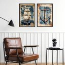 Ver imagem 1 de Kit 2 Quadros Arte Nautica - Barco e Âncora 24x18cm:moldura Preta