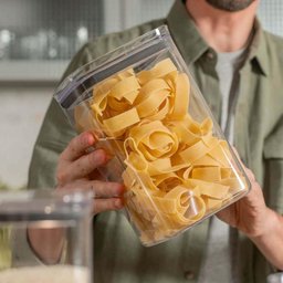 Kit 4 Potes Organizadores Porta Mantimentos 3,5l Hermético ou Linha Block Plástico Natural - 4