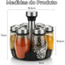 Ver imagem 2 de Porta Condimentos Giratório 360° com 6 Potes de Vidro + Etiquetas e Caneta