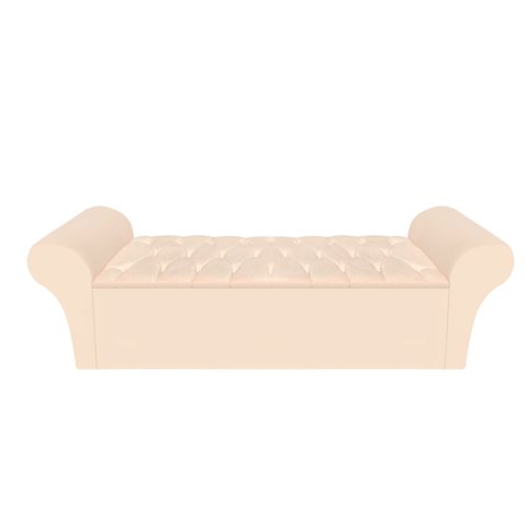 Recamier Baú Calçadeira Quarto Casal 138cm Barcelona:suede Bege Claro