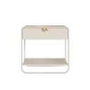 Ver imagem 3 de Mesa de Cabeceira 60cm 1 Gaveta Orgânica Pé Metal Luna Off White