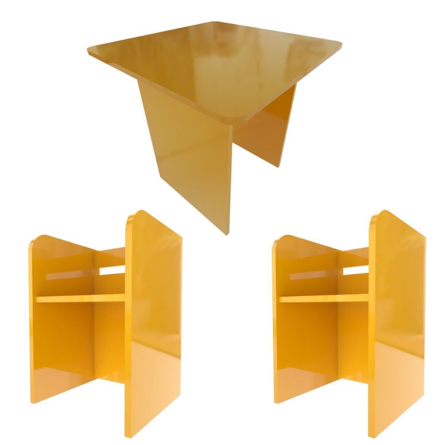 Conjunto Infantil com 1 Mesa e 2 Banquetas - 3