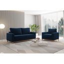 Ver imagem 1 de Kit Sofá Living 3 Lugares 1,80m Poltrona Veludo Alpino Azul