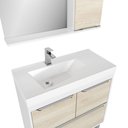 Ver imagem 5 de Armário Conjunto de Banheiro com Gabinete, Cuba e Espelheira e LED Malibu 80 cm Branco/Legno Crema