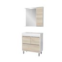 Ver imagem 4 de Armário Conjunto de Banheiro com Gabinete, Cuba e Espelheira e LED Malibu 80 cm Branco/Legno Crema