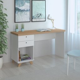 Conjunto Completo 2 Peças Escrivaninha Sky e Balcão Lugano Olmo Branco - 13 Conjunto Completo 2 Peças Escrivaninha Sky e Balcão Lugano Olmo Branco - 13