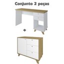 Ver imagem 2 de Conjunto Completo 2 Peças Escrivaninha Sky e Balcão Lugano Olmo Branco Artany