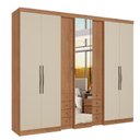 Ver imagem 2 de Guarda-Roupa Casal com Espelho 7 Portas 8 Gavetas Freijó/Areia Off White 270cm Yescasa Absolut New