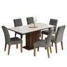 Conjunto Sala de Jantar Mesa Tampo de Vidro 6 Cadeiras Rustic/branco/silver Geórgia Madesa - 3