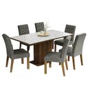 Ver imagem 3 de Conjunto Sala de Jantar Mesa Tampo de Vidro 6 Cadeiras Rustic/branco/silver Geórgia Madesa