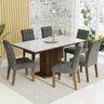 Conjunto Sala de Jantar Mesa Tampo de Vidro 6 Cadeiras Rustic/branco/silver Geórgia Madesa - 2