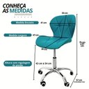Ver imagem 3 de Cadeira de Escritório com Base Giratória Estofada Slim Vegas Azul/Turquesa