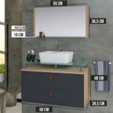 Ver imagem 4 de Gabinete Banheiro Toquio 60 Cm Armário com Espelheira, Cuba e Tampo de Vidro Temperado:titanium