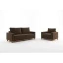 Ver imagem 6 de Kit Sofá Living 3 Lugares 1,80m Poltrona Veludo Alpino Marrom Bombom