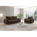 Ver imagem 1 de Kit Sofá Living 3 Lugares 1,80m Poltrona Veludo Alpino Marrom Bombom