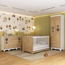 Ver imagem 1 de Quarto de Bebê Completo com Berço Americano 3 em 1 Suspiro Multimóveis Mp4628 Branco/madeirado
