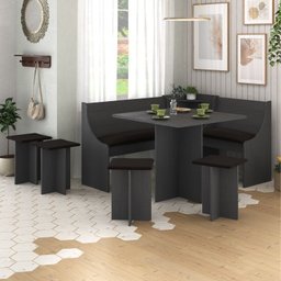 Conjunto Canto Alemão com Mesa e 4 Banquetas Hecol Móveis - 1