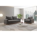 Ver imagem 1 de Kit Sofá Living 3 Lugares 1,80m Poltrona Veludo Alpino Cinza Grafite