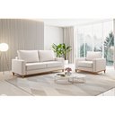 Ver imagem 1 de Kit Sofá Living 3 Lugares 180cm e Poltrona Linho Alpino Bege Amêndoa
