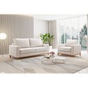 Ver imagem 1 de Kit Sofá Living 3 Lugares 180cm e Poltrona Linho Alpino Bege Amêndoa