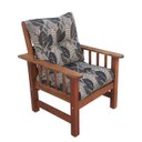 Ver imagem 1 de Poltrona Colonial Cancún de Madeira C/ Almofadas Estampa Floram Marrom