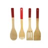 Kit 4 Colheres Utensílios Ecológico Culinário Madeira Bambu com Cabo de Silicone - 1