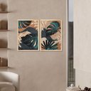 Ver imagem 2 de Kit 2 Quadros Decorativos para Sala Folhas Plantas Moderno