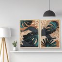 Ver imagem 3 de Kit 2 Quadros Decorativos para Sala Folhas Plantas Moderno