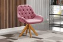 Ver imagem 4 de Poltrona Lua Botonê Cadeira Pé Giratória de Madeira Decoração Sala, Recepção, Escritório -Suede Rosa