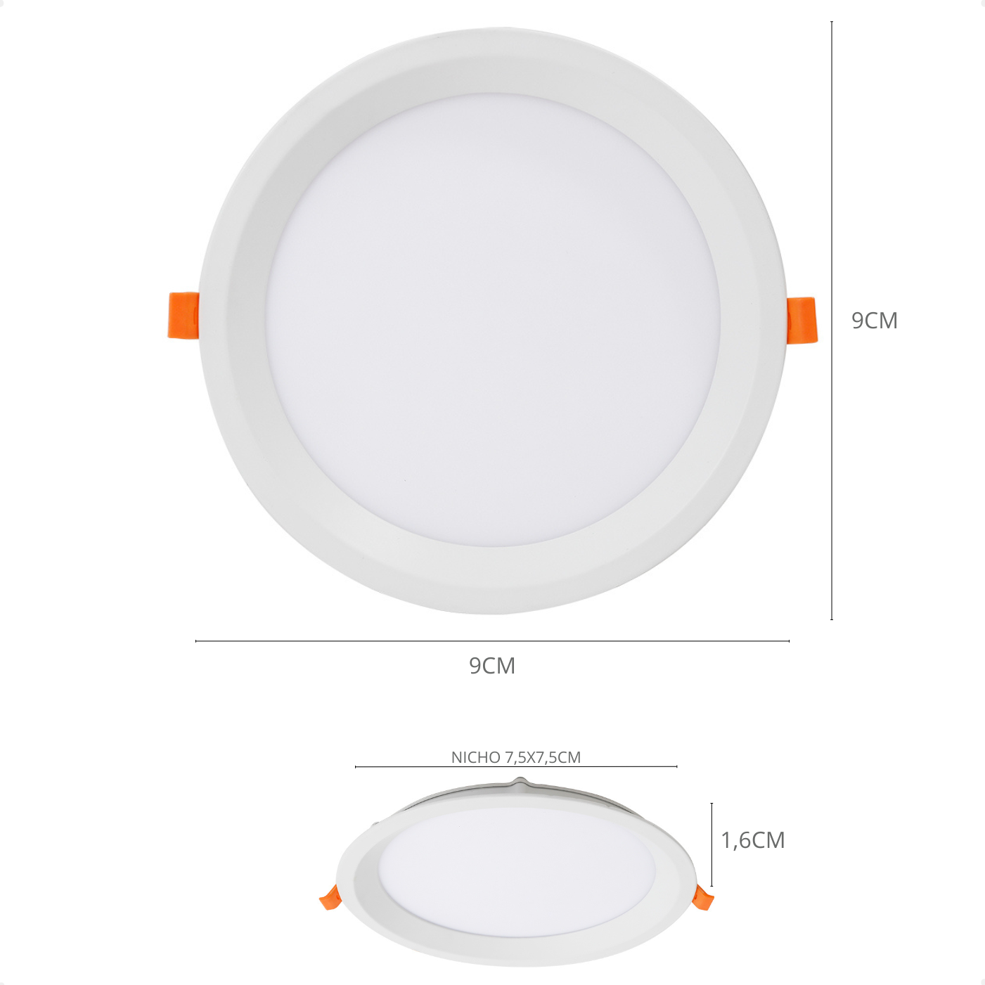 Kit 3 Painel de Led Redondo Embutir Recuado 6w Bivolt Taschibra 6500k Frio - 9