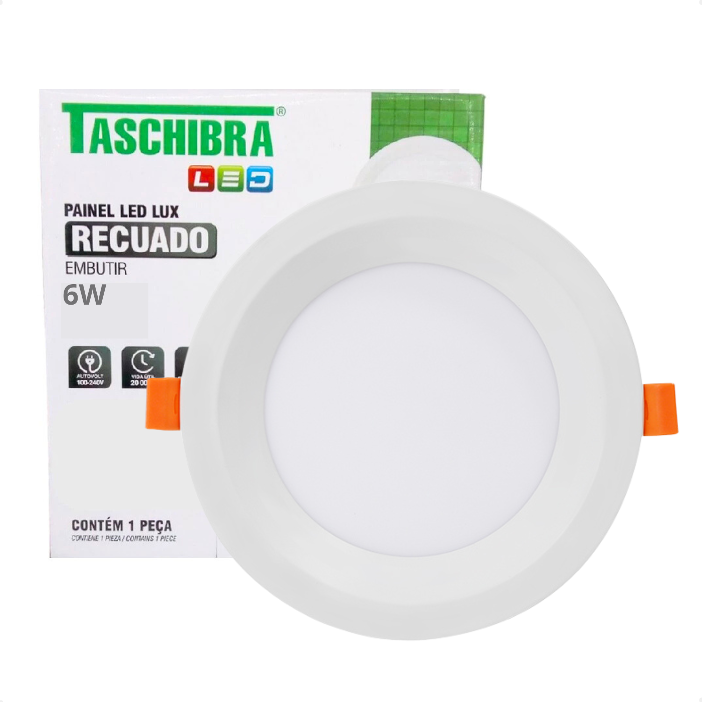 Kit 3 Painel de Led Redondo Embutir Recuado 6w Bivolt Taschibra 6500k Frio - 2