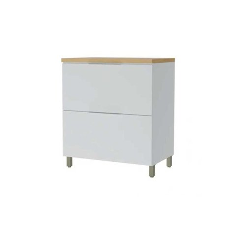 Balcão Cozinha P/cooktop Marquesa 1 Porta Basculante e 1 Gaveta C/ Tampo 80cm Branca/nature -