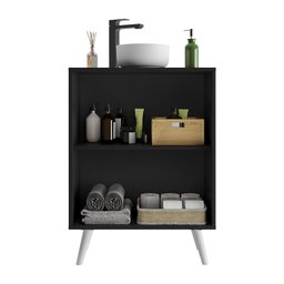 Gabinete Banheiro 2 Portas Retrô 63cm Multimóveis MP5006 Preto/Branco - 5