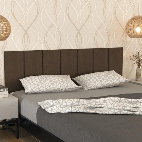 Cabeceira Modular Cama Casal Autocolante Adesiva 140cm - Marrom