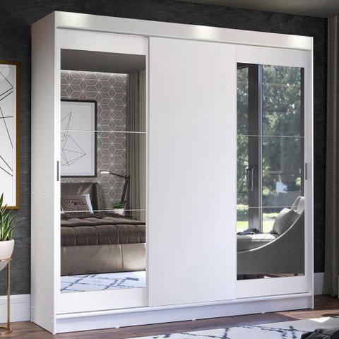 Guarda-roupa Casal Madesa Istambul 3 Portas de Correr com Espelhos 3 Gavetas