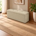 Ver imagem 1 de Calçadeira Recamier Baú 88cm para Cama Solteiro Toquío Vilajo:Suede Bege