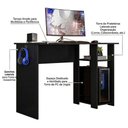 Ver imagem 5 de Mesa Gamer Retangular Neko Moderno sem Gavetas 108cm Preto Fosco Peternella Móveis