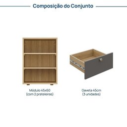 Gaveteiro 45x60 3 Gavetas Frame Módulo Cabecasa MadeiraMadeira - 3