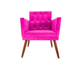 Kit 2 Poltronas Decorativa Nina Retro Recepção Sala de Estar Suede Botão Cristal Pés Palitos Rosa Pi - 2