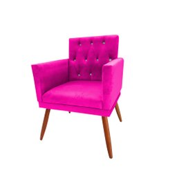Kit 2 Poltronas Decorativa Nina Retro Recepção Sala de Estar Suede Botão Cristal Pés Palitos Rosa Pi - 3