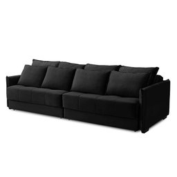 Sofá Cama Retrátil e Reclinável 2,10m com Molas Carol Veludo Preto Adonai Estofados - 4