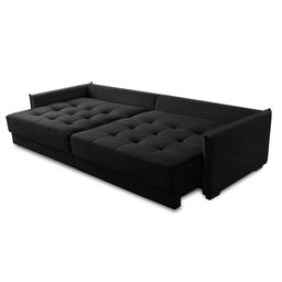 Sofá Cama Retrátil e Reclinável 2,10m com Molas Carol Veludo Preto Adonai Estofados - 3