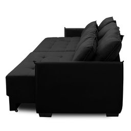 Sofá Cama Retrátil e Reclinável 2,10m com Molas Carol Veludo Preto Adonai Estofados - 6