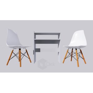 Kit Cadeiras Branca 2 Eames Eiffel+ Manicure Branca De Mesa AJL STORE Kit Manicure com Cadeira