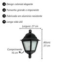 Ver imagem 2 de Luminária Colonial Meia Cara Canadense em Alumínio e Vidro Bivolt