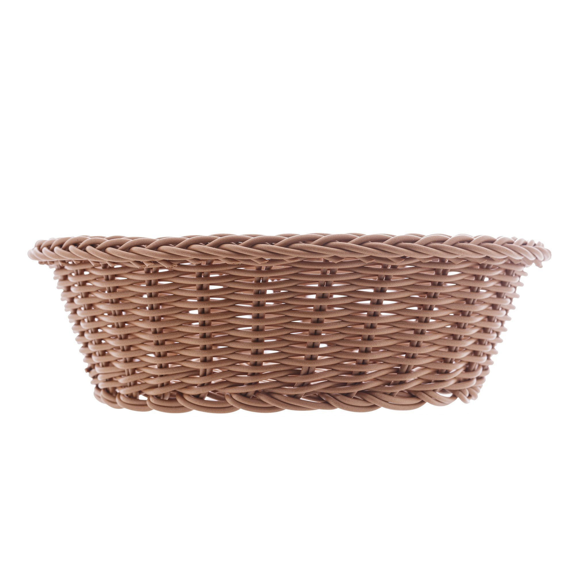 Cesta de Plástico Rattan Marrom Redonda 24cm Lyor - 5