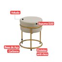 Ver imagem 5 de Kit 3 Puff Redondo Argola Levi Veludo Bege Base em Aço Dourado