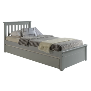 Conjunto Cama Solteiro Inglesa com Cama Auxiliar em Madeira Maciça Cinza