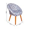 Poltrona Decorativa Canastra Estofada Veludo Floral Azul Pés em Madeira Maciça - 3